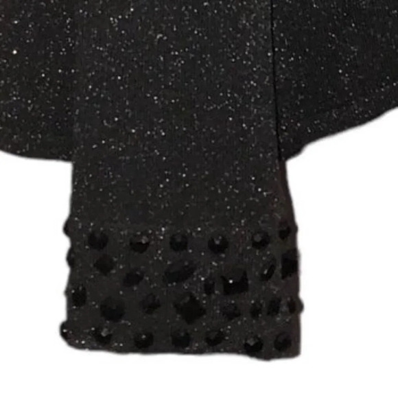 DIANE GILMAN DG2 1X Plus Size Black Silver Metallic Flecks Beads Keyhole Sweater - Picture 8 of 9